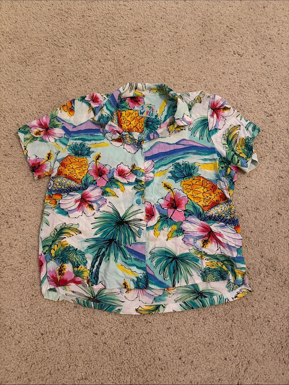 Jams world Tropical Pineapple Hawaiian Floral Button-Up